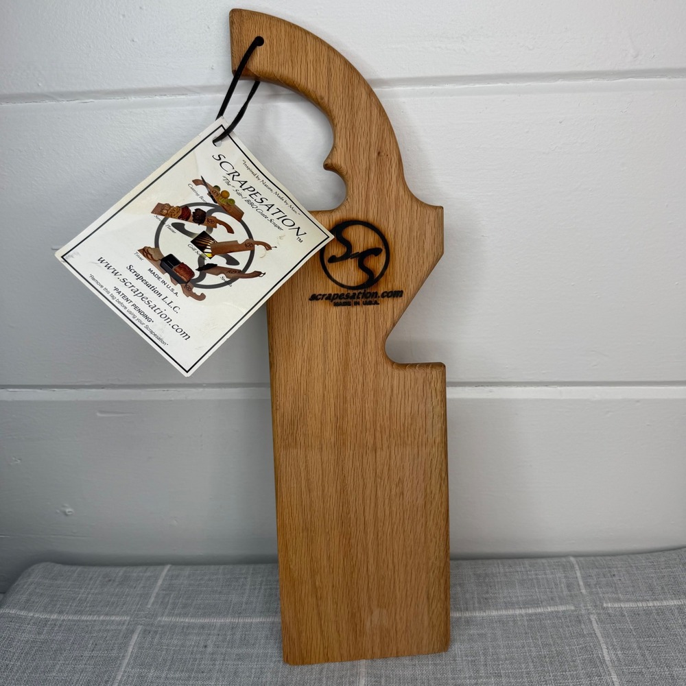 Scrapesation‎ 5 in 1 BBQ Tool Oak Cutting Board Scraper Spatula Serving Fathers